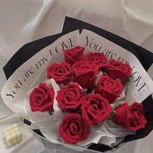 Crochet Rose Flower Flowers|Handmade Flower|Crochet Flower Bouquet|Handmade Flowers|Gift for Her|Crochet Knitted|Gift for Girlfriend