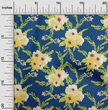 oneOone Cotton Poplin Fabric Watercolor Leaves & Peony Floral Print-dq3
