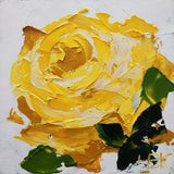 Yellow Rose Painting Original Artwork Floral Art Impasto Oil Painting 3D Art 4 by 4 inches