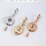 Sunflower Cremation Urn Pendant in 14K 18K Real Gold, Personalized Memorial Diamond or Cz Flower Ashes Charm for European Bracelet Necklace