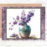 Exotic Purple Orchids in Vase Notecards with Envelopes, Blank Folded Notecards