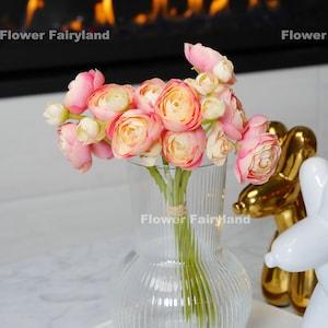 Mini Ranunculus Small Bundle | High Quality Artificial Flower | DIY Floral | Wedding/Home Decoration | Gifts - Pink Peach
