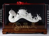 14" Chinese Dehua White Porcelain Carving Tree Peony Flower Ruyi Ru Yi Statue
