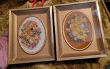 Set of 2 Vintage Dried Flower Pictures  5.5 x 4.5 Ann Downer