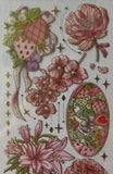 GOLD/METALLIC PINK FLOWER STRIP#2E Sticker(2-1/4x7???)Garden ?Leaf?Bloom?Rose?Lily