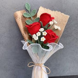 Finished Rose Bouquets, Romantic Gifts, Crochet Knitting Flowers, Graduation Bouquets, Bridesmaid Gifts, Birthday Gifts for Mom
