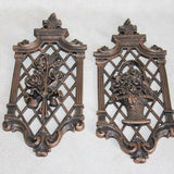 Vintage 1971 Dart Coppercraft Guild Floral Plaques Hollywood Regency Wall Decor