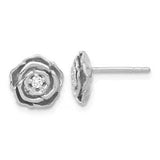 925 Sterling Silver Cubic Zirconia CZ Flower Earrings