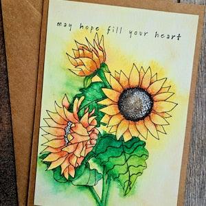 Original Handpainted Sunflower 5x7 Blank Card