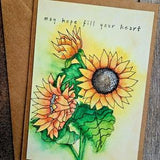 Original Handpainted Sunflower 5x7 Blank Card
