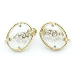 NAPIER vtg lily of valley clip-on earrings - gold-tone intaglio carved glass