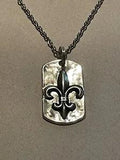 Fleur De Lis Dog Tag Pendant Necklace French Lily 20??? Stainless Chain Gift New