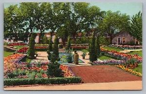 Santa Fe NM Sunken Garden Lily Pool Governors Mansion New Mexico Postcard Vtg D5
