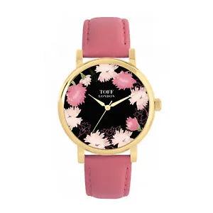 Toff London TLWS-37070 Ladies Pink Carnations Flower Watch