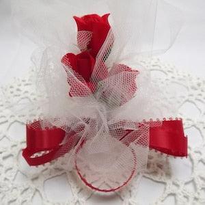 Red Rose Silk Flower Boutonniere, Bridal Party Flowers, Floral Jacket Accessory for Groomsmen, Graduation, Valentine's Day Date or Prom, NOS