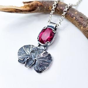 Orchid pendant made of fine silver, zirconia, pink, unique piece, handmade, flower, blossom, plant, nature, beautiful, special, art, love