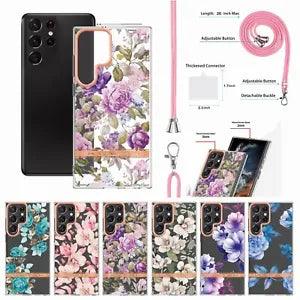 For Samsung Galaxy A54 A53 A52 Cute Flower Crossbody Shockproof Phone Case Cover