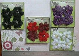 PEONY Sml x 4 - Beaded Pearl Cntrs FABRIC 4.5 to 5cm - 4 Colour Choice Petaloo I