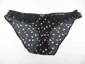 Adore Me Women's Lace Panty 07903 Black Carnation Flower Size Medium