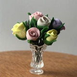 1:12 scale roses miniatures dolls house accessory vase floral bouquet pretty  flowers decoration floral bouquet Easter spring
