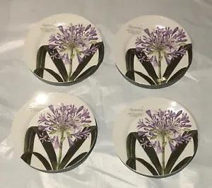 VINTAGE Baum Brothers Plates 8" ACANTHUS Blue Lily 4- Piece Set