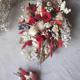 White and red rose wedding bouquet bridal bouquet winter red bouquet Christmas decorative bouquet New