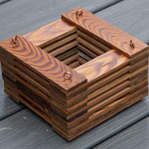 076. Salvaged Red Pine Wood Hanging Basket Planter for Orchids, Bromeliads, Ferns, Cacti, Other Epiphytes and Succulents