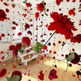 Red Hanging Flower Garland Installation; home decor, weddings, photography (Multiple Sizes Available and Custom Colours)