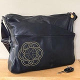 Seed of Life Messenger Box Bag Made from Upcycled Leather
