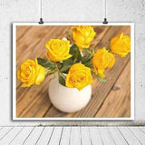 Country chic home decor shabby chic cottage art, yellow flowers in vase roses bouquet, still life large picture farmhouse bedroom bath decor