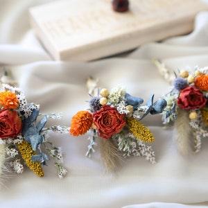 Orange roses & Thistle Boutonniere l Dried Flowers Boutonniere