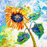 sunflower painting flowers original art impasto oil painting wildflowers sunflowers artwork small 8x8 canvas floral wall art  by IrinaOilArt