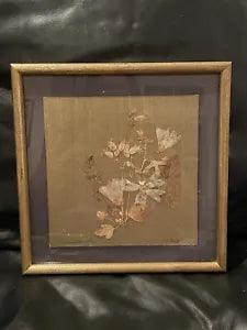 Vintage Dried Pressed  Flower Framed Arrangement Signed Made In 1975