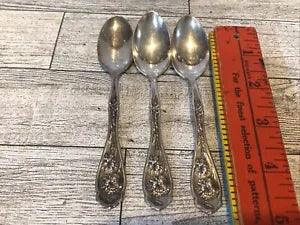 WR Keystone ONEIDA Silverplate Lot Of 3 Carnation floral flower DEMITASSE SPOONS
