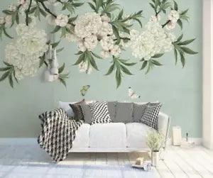 3D White Peony Flower 4625NA Wallpaper Wall Mural Removable Self-adhesive Fay