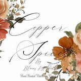 Burnt Orange Watercolor Floral Clipart, Dusty Orange Rose Bouquet. WC469