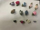 144 pcs Mini / large Satin  Rose Ribbon Flower green leaf  DIY Wedding Bow Craft