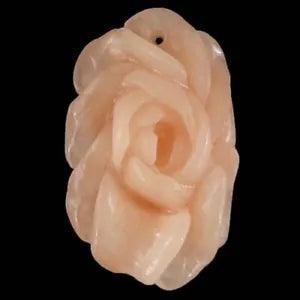 BG09422# Hand Carved Cameo Peony  Flower Pink Aventurine Pendant Bead Gemstone
