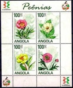 Angola 2011 Flowers Peony Plants Nature 4v m/s MNH