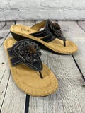 Cliffs by White Mountain Carnation Comfort Thong Sandals Flower Navy 8.5M NEW