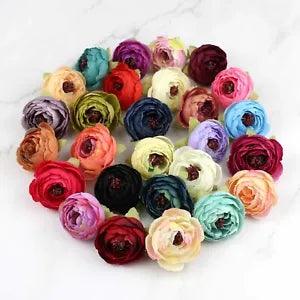 2/100PCS Fake Camellia Silk Artificial Flower Head For DIY Bouquets Crown Decor