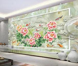 3D Pink Peony Flower 9852NA Wallpaper Wall Mural Removable Self-adhesive Fay