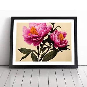 Adorable Peony Flowers Framed Wall Art Poster Print Home Decor Picture Large
