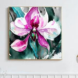 Orchid Splash Fine Art Print, Watercolor Abstract Flower Wall Art, Bright Pink Floral Painting, White Decor, UK artist