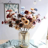 Retro Hualien Crane Artificial Peony Branch Home Decoration Silk Fake Flower Arrangement Wedding Arch Ceiling Autumn Roses Gifts