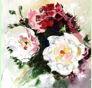Peony Oil Painting Floral Original Art Shabby Chic painting Flower Textured