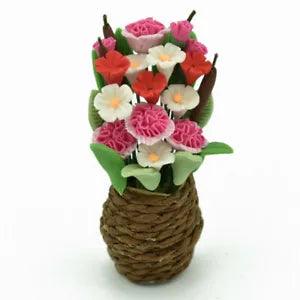 1:12 Clay Decor Miniature Plants Dollhouse Scale Potted Toy Carnation Flower