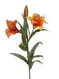 (01544-34010) Artificial Flower Triple Tiger Lily Lilium Glass Orange Red Re