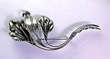 Vintage Art Nouveau Lily Brooch Sterling Silver Pin Flowers Large