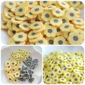 Sunflower Seed Yellow Flower Summer 3D Polymer Clay Fake Fimo Slices Slime Sprinkles Resin Nail Art FS25 FL51 FS45 - small and large size